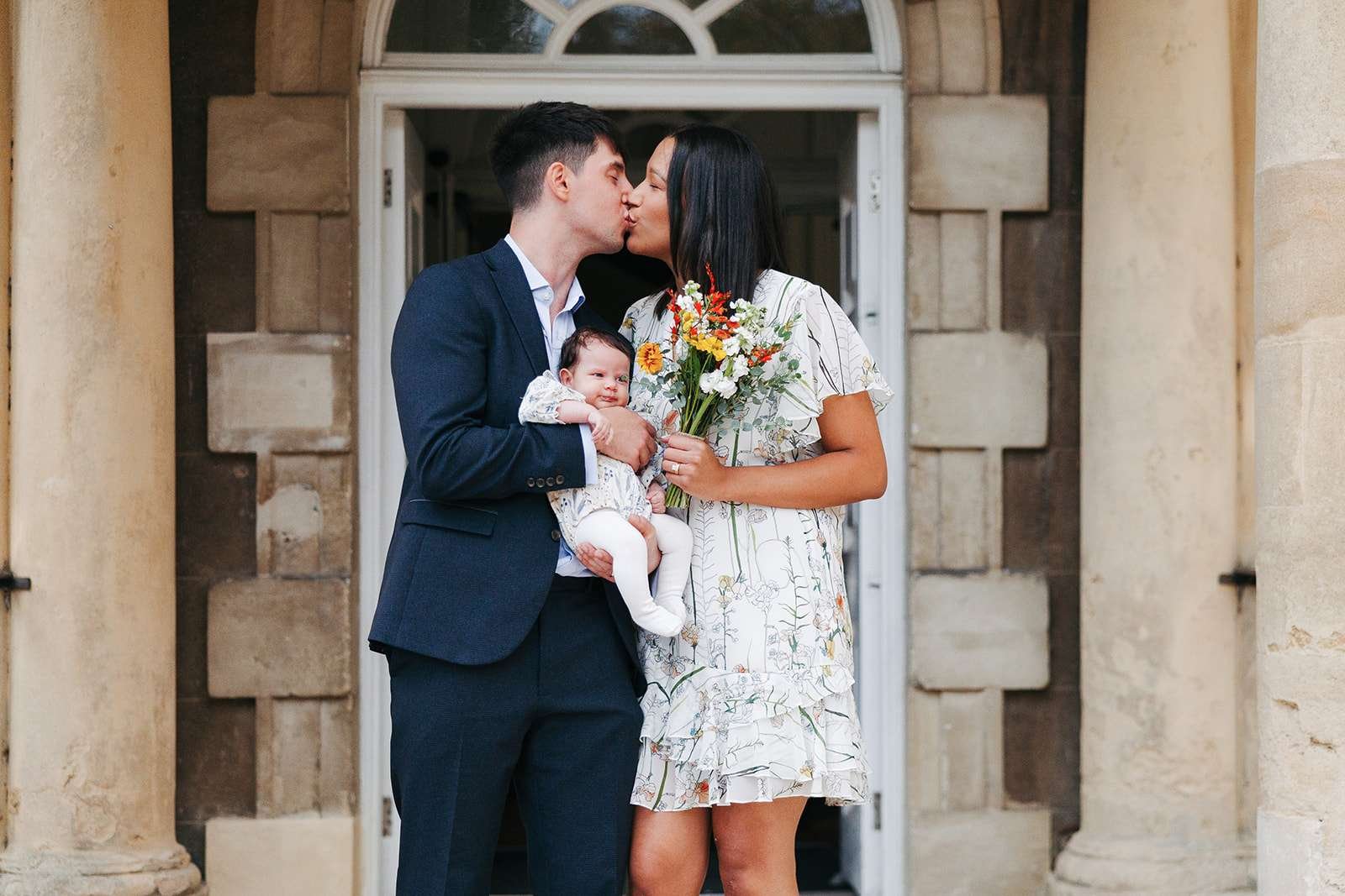 intimate wedding - family photos in front of Salisbury Registry office