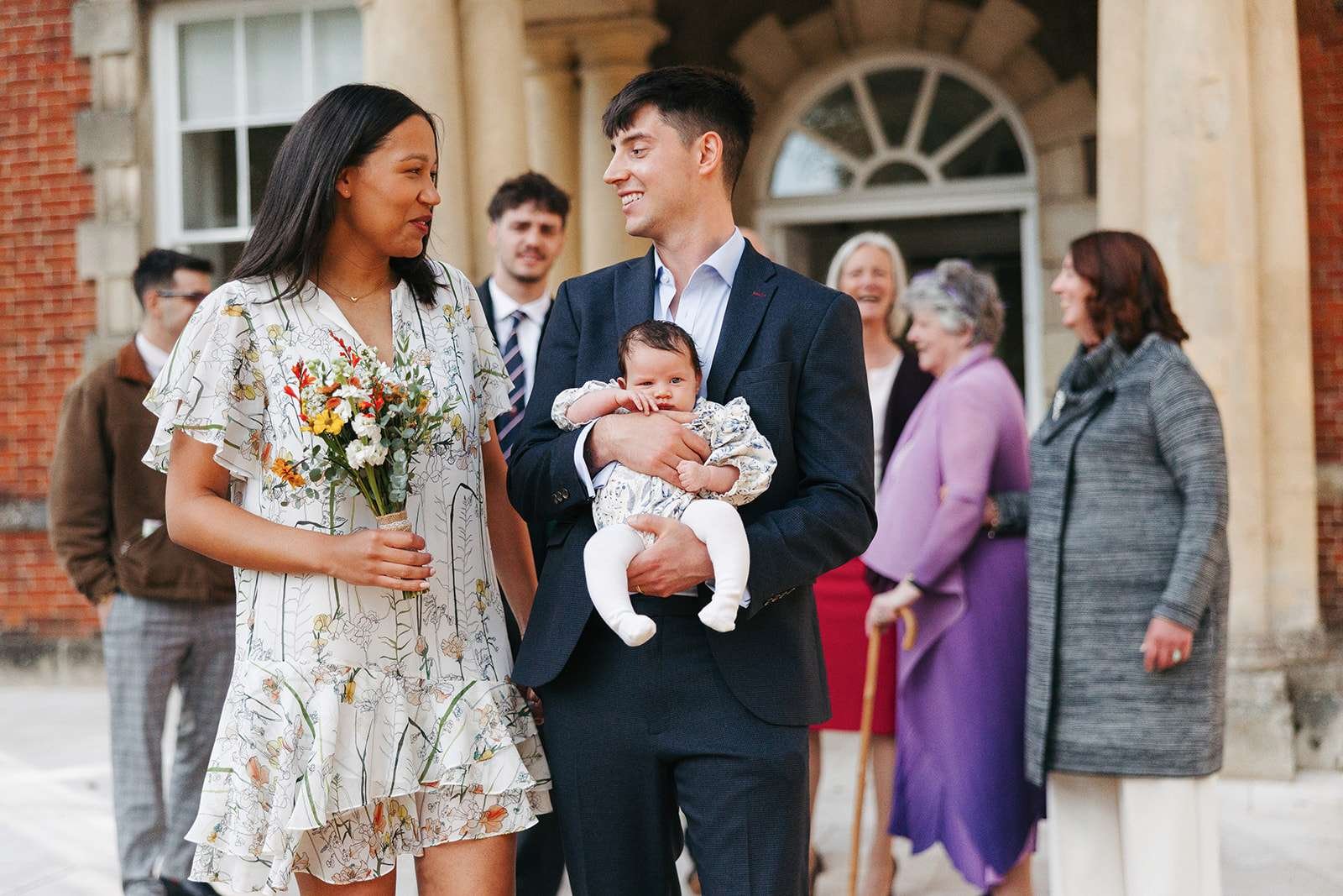 intimate wedding - family photos in front of Salisbury Registry office