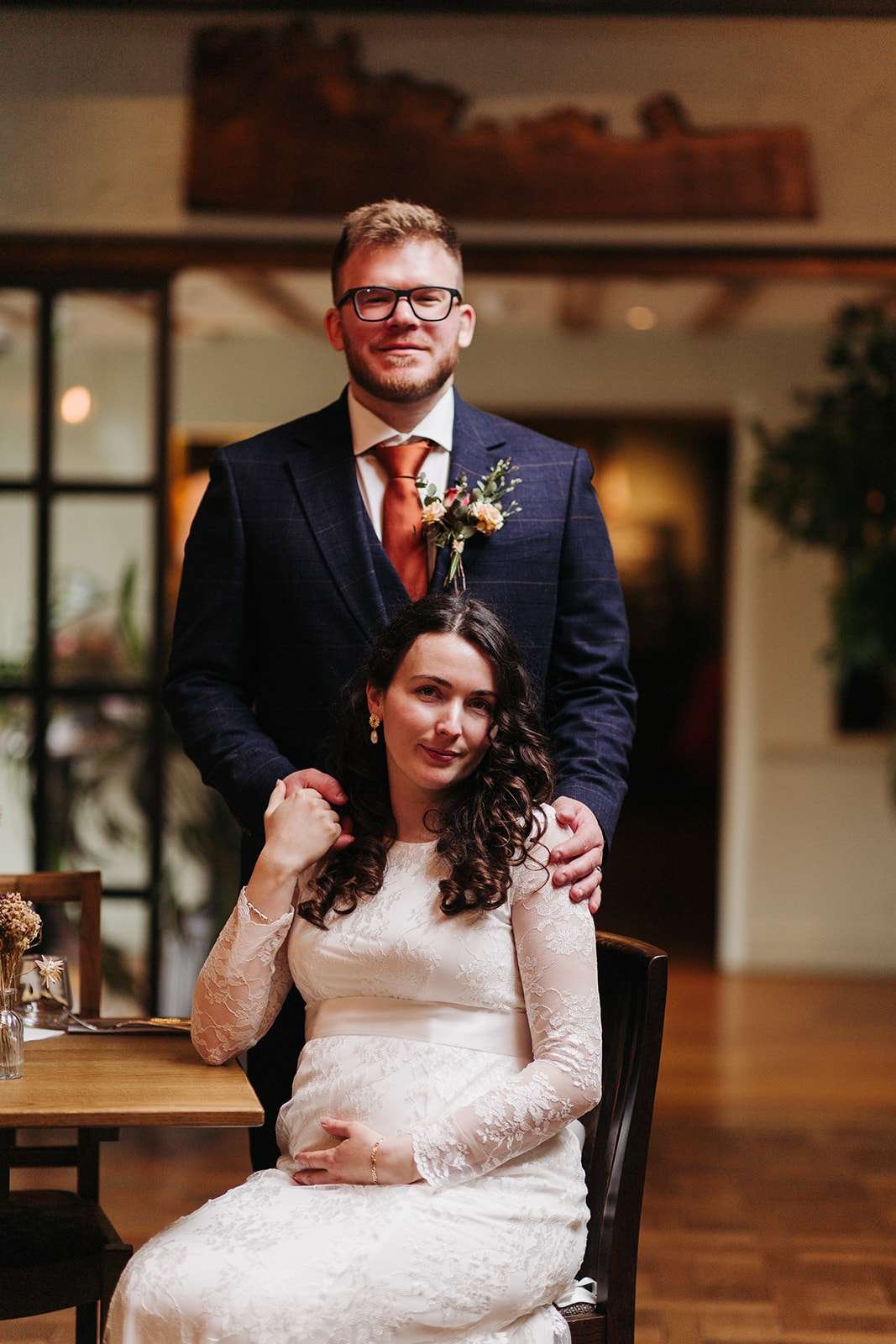 Bride and groom session at The Cart & Horses rustic reception venue.