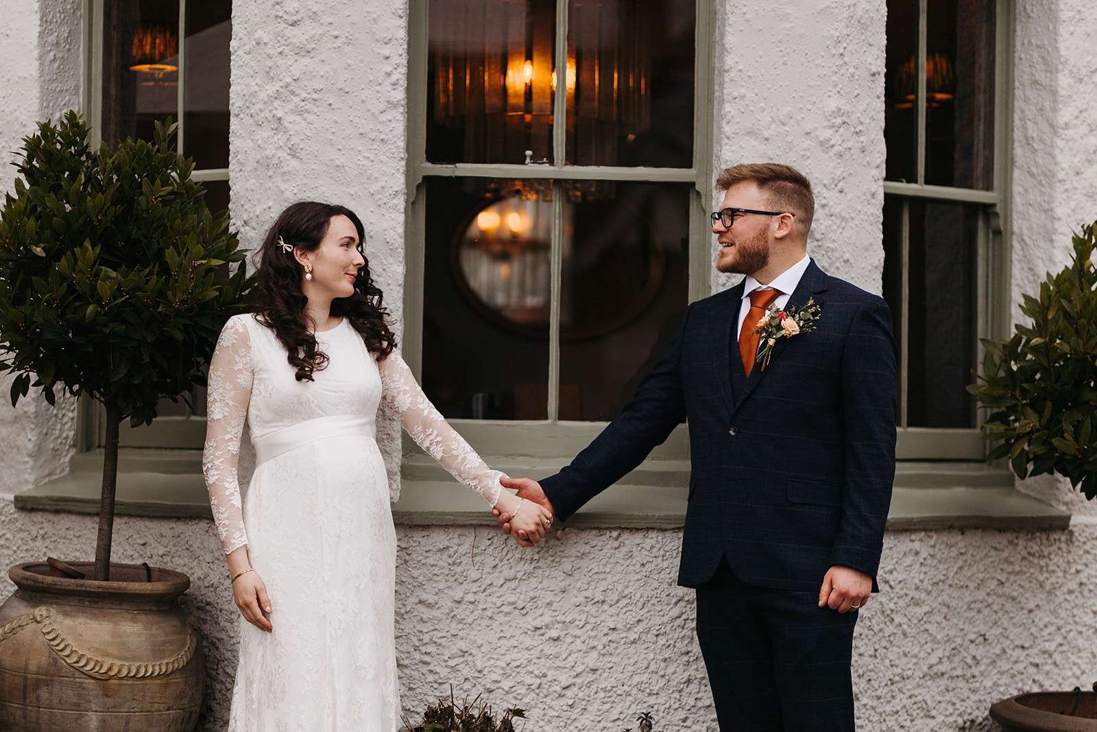 Bride and groom session at The Cart & Horses rustic reception venue.
