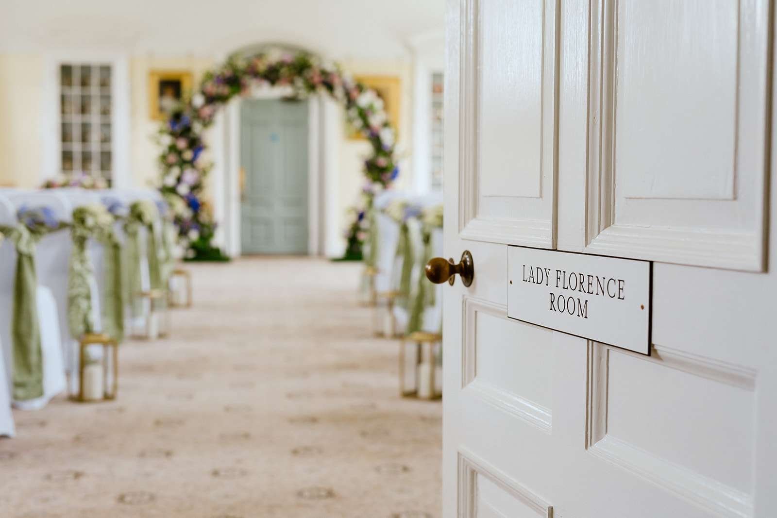 Emotional wedding ceremony in the Lady Florence Room at Antrobus House
