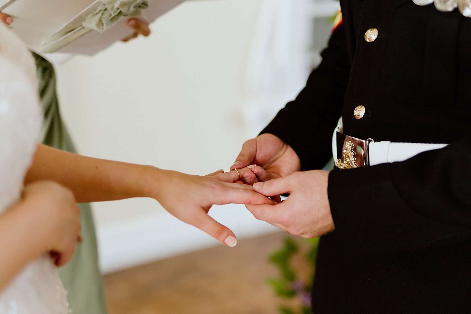 Emotional wedding ceremony in the Lady Florence Room at Antrobus House