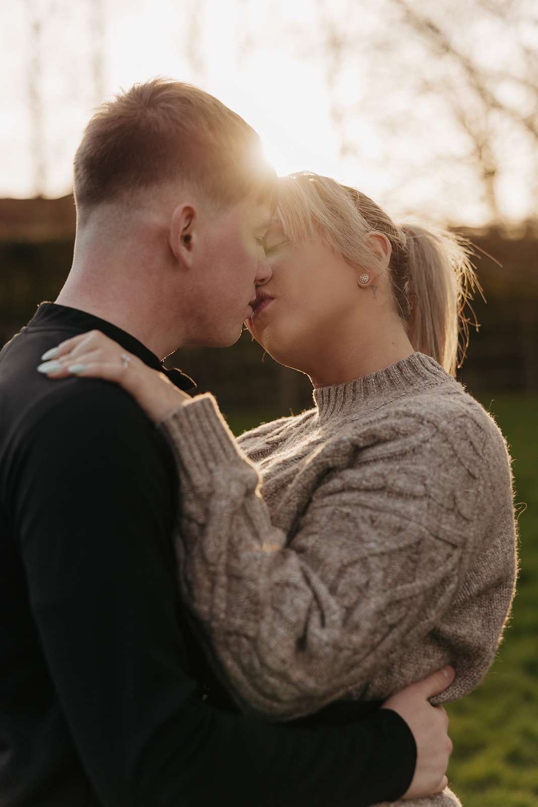 Salisbury photographer capturing a romantic golden hour engagement session