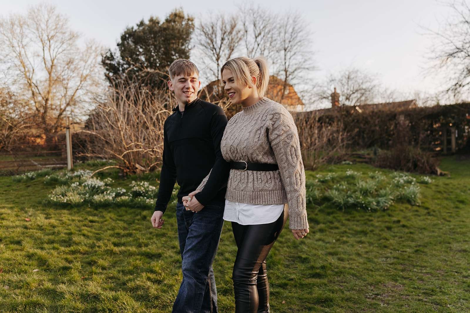 Salisbury photographer capturing a romantic golden hour engagement session
