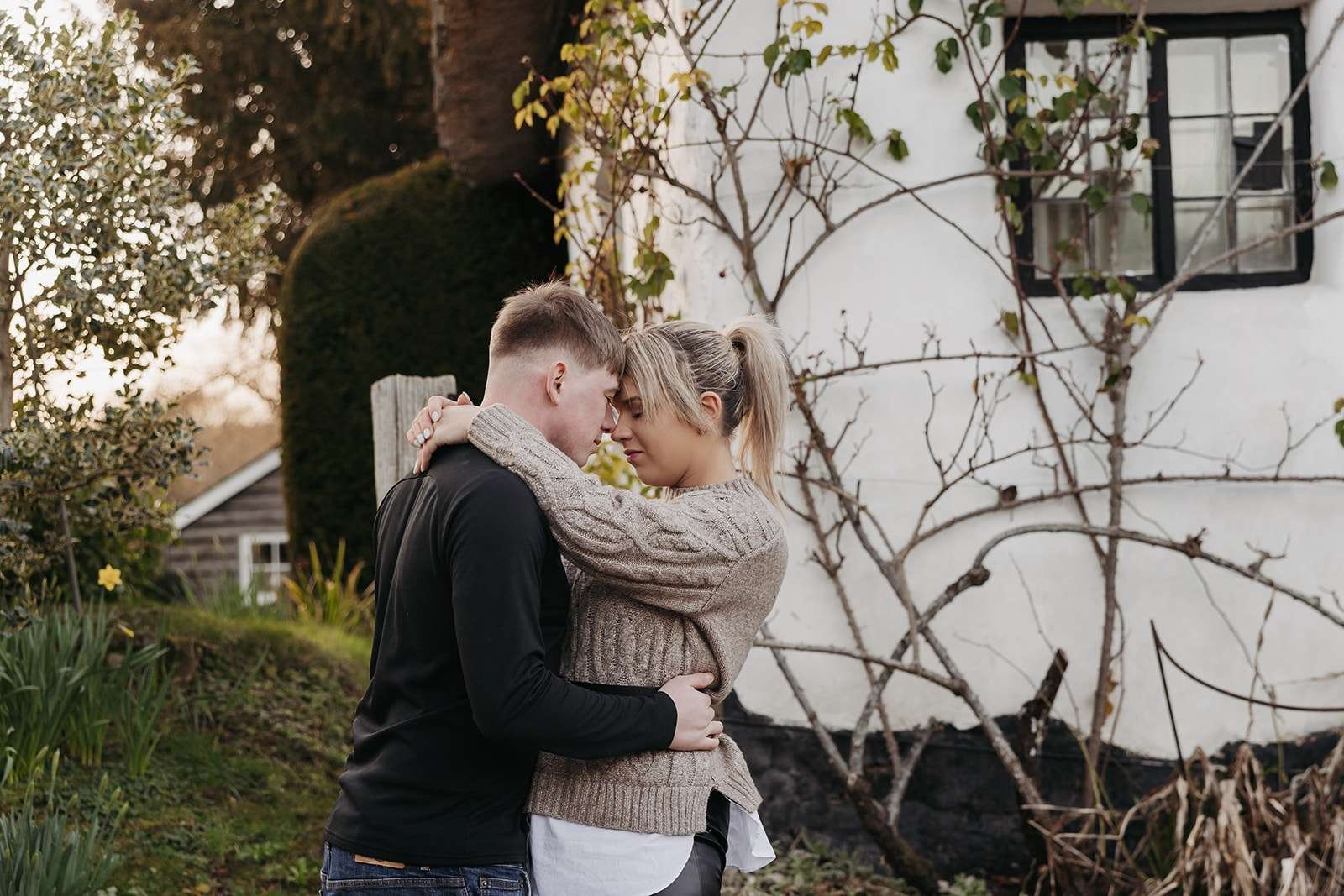 Salisbury photographer capturing a romantic golden hour engagement session