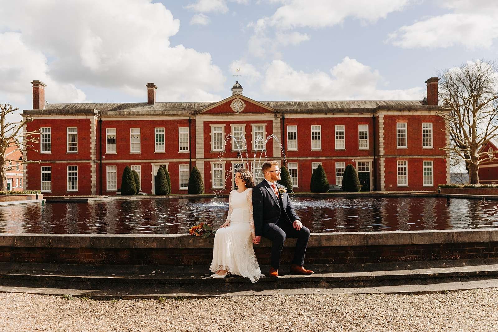 Bride and groom  photoshoot Peninsula Garden near Winchester Registry Office photo by Winchester wedding photographer