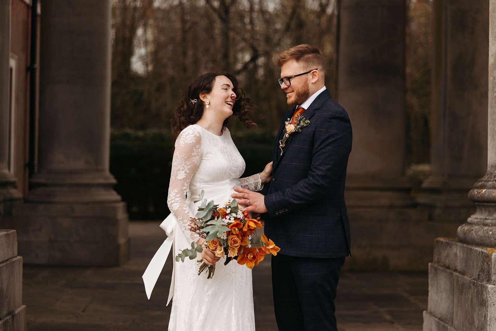 Bride and groom photo session at Peninsula Garden near Winchester Registry Office photo by Winchester wedding photographer