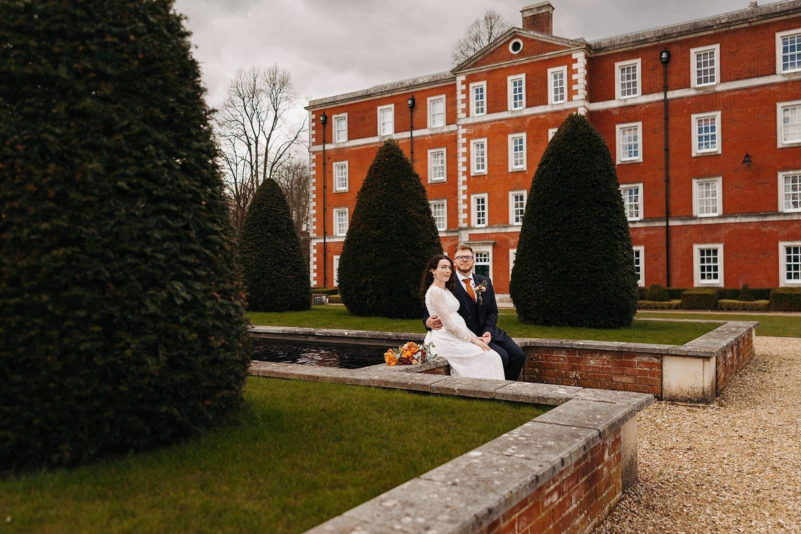 Bride and groom dance Peninsula Garden near Winchester Registry Office photo by Winchester wedding photographer